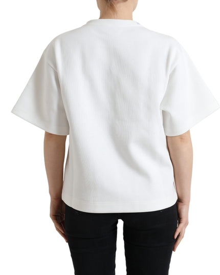 Dolce & Gabbana T-shirt White Cotton Stretch Black HOT Crystal