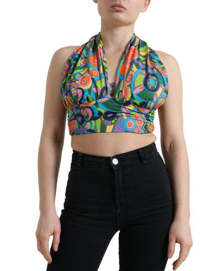 Dolce & Gabbana Multicolor Halter Sleeveless Cropped Tank Top