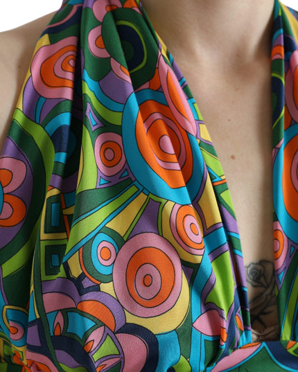 Dolce & Gabbana Multicolor Halter Sleeveless Cropped Tank Top