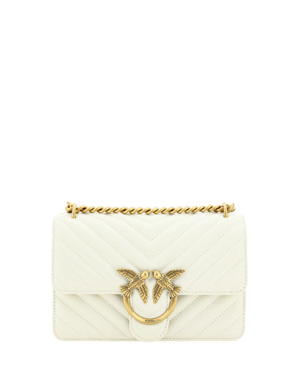 PINKO White Leather Love One Mini Shoulder Bag