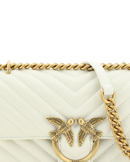 PINKO White Leather Love One Mini Shoulder Bag