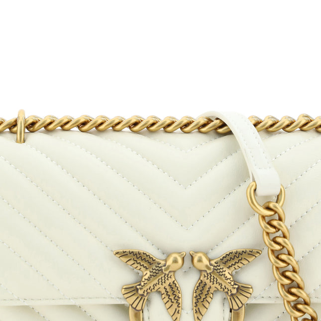 PINKO Elegant White Mini Love Shoulder Bag
