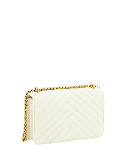 PINKO White Leather Love One Mini Shoulder Bag