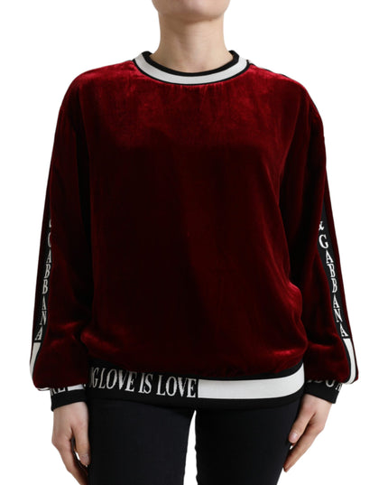 Dolce & Gabbana Bordeaux Velvet Crew Neck Pullover Sweater