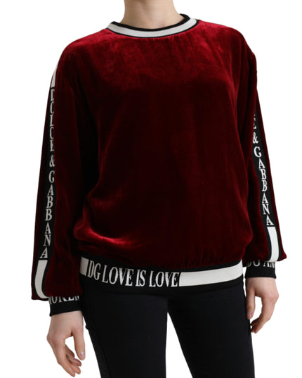 Dolce & Gabbana Bordeaux Velvet Crew Neck Pullover Sweater
