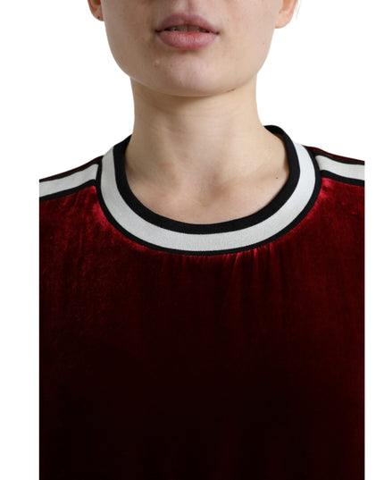 Dolce & Gabbana Bordeaux Velvet Crew Neck Pullover Sweater