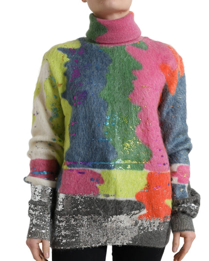 Dolce & Gabbana Multicolor Mohair Turtleneck Pullover Sweater