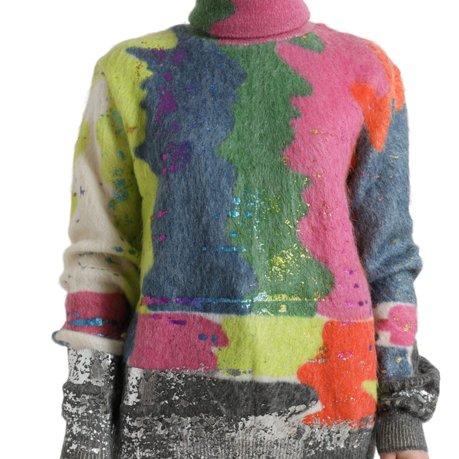 Dolce & Gabbana Multicolor Mohair Turtleneck Pullover Sweater