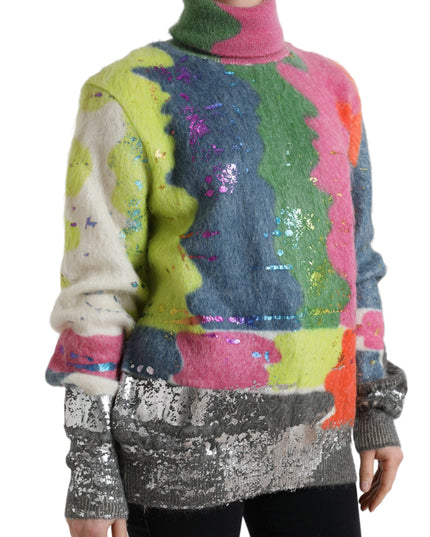 Dolce & Gabbana Multicolor Mohair Turtleneck Pullover Sweater
