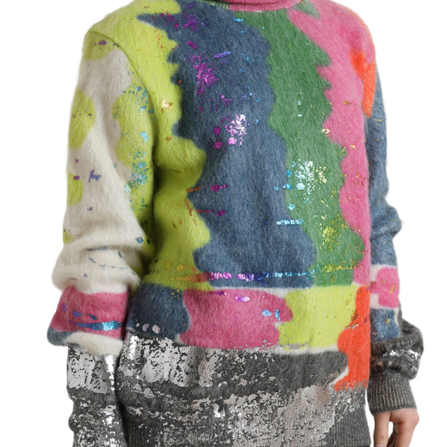 Dolce & Gabbana Multicolor Mohair Turtleneck Pullover Sweater