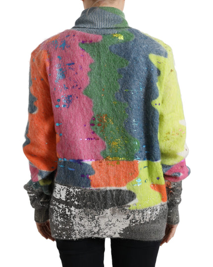 Dolce & Gabbana Multicolor Mohair Turtleneck Pullover Sweater