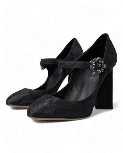 Dolce & Gabbana Black Brocade Mary Janes Heels Pumps Shoes