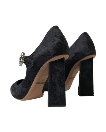 Dolce & Gabbana Black Brocade Mary Janes Heels Pumps Shoes