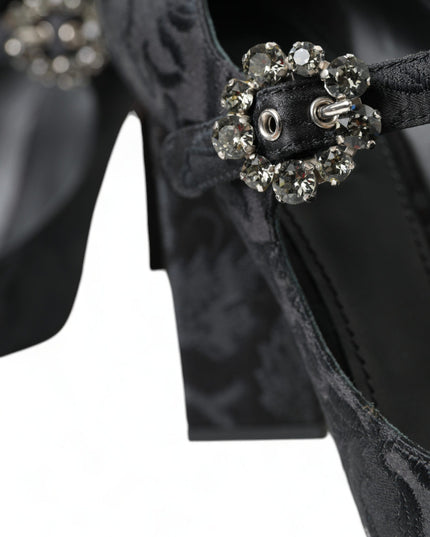 Dolce & Gabbana Black Brocade Mary Janes Heels Pumps Shoes