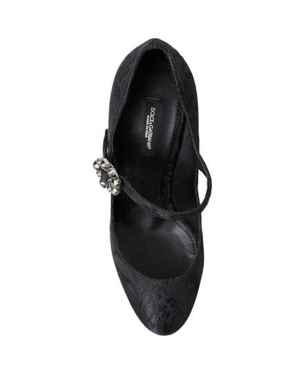Dolce & Gabbana Black Brocade Mary Janes Heels Pumps Shoes