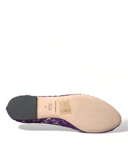 Dolce & Gabbana Purple Vally Taormina Lace Crystals Flats Shoes
