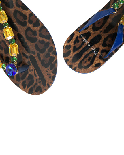 Dolce & Gabbana Blue Crystals Flats Sandals Beachwear Shoes