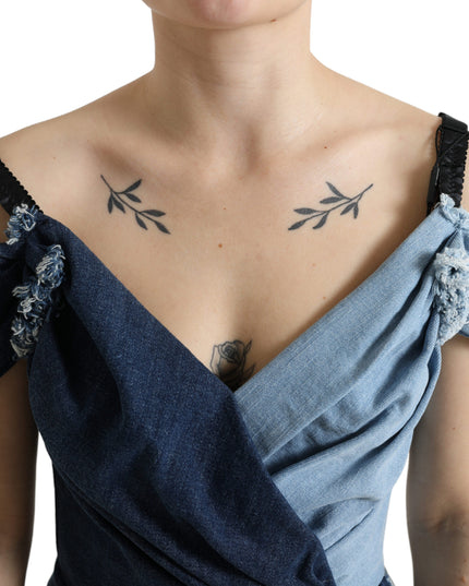 Dolce & Gabbana Blue Patchwork Two Tone Denim Mini Dress