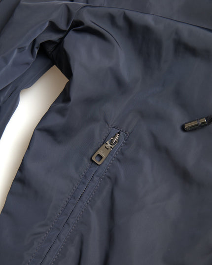 Dolce & Gabbana Blue Hooded Logo Polyester Full Zip Sweater