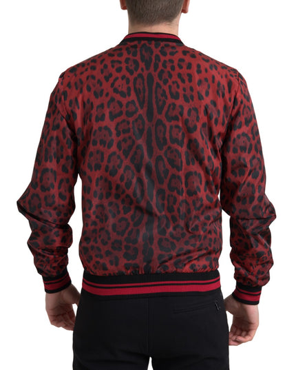 Dolce & Gabbana Red Leopard Bomber Short Coat Jacket