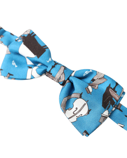 Dolce & Gabbana Blue Jazz Club Silk Adjustable Neck Papillon Bow Tie