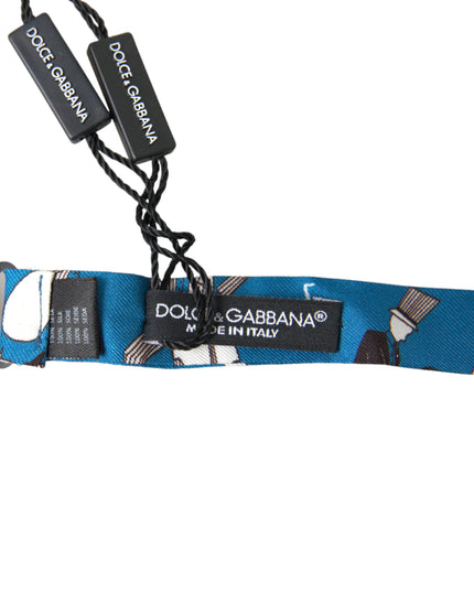 Dolce & Gabbana Blue Jazz Club Silk Adjustable Neck Papillon Bow Tie