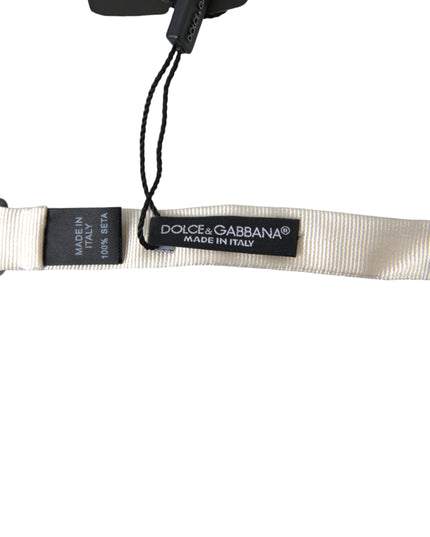 Dolce & Gabbana White Silk Slim Adjustable Neck Papillon Bow Tie