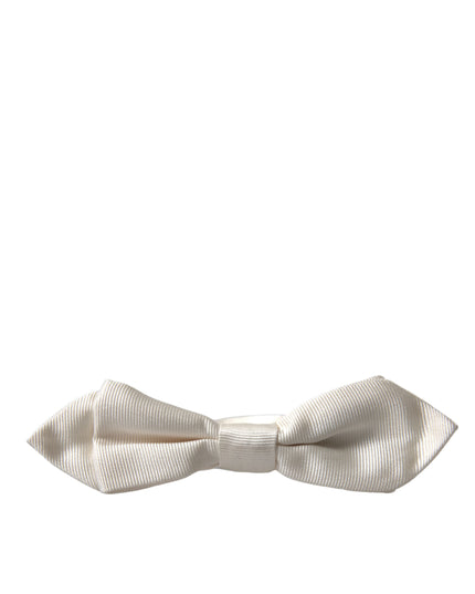 Dolce & Gabbana White Silk Slim Adjustable Neck Papillon Bow Tie