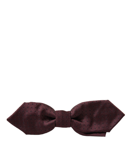 Dolce & Gabbana Red Bordeaux Silk Slim Adjustable Neck Papillon Bow Tie