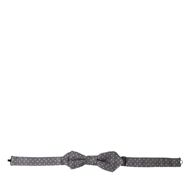 Dolce & Gabbana Gray Polka Dots Silk Adjustable Neck Papillon Bow Tie