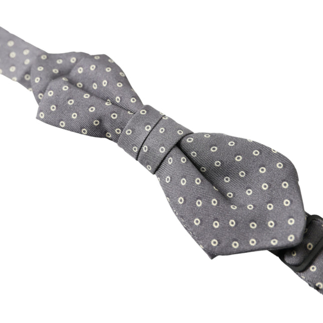 Dolce & Gabbana Gray Polka Dots Silk Adjustable Neck Papillon Bow Tie