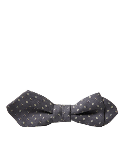 Dolce & Gabbana Gray Polka Dots Silk Adjustable Neck Papillon Bow Tie