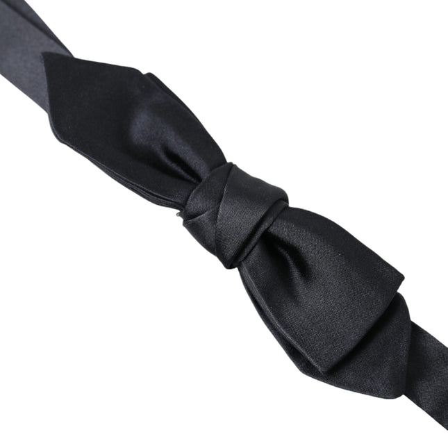 Dolce & Gabbana Dark Blue Silk Satin Adjustable Neck Men Papillon Bow Tie