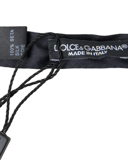 Dolce & Gabbana Dark Blue Silk Satin Adjustable Neck Men Papillon Bow Tie