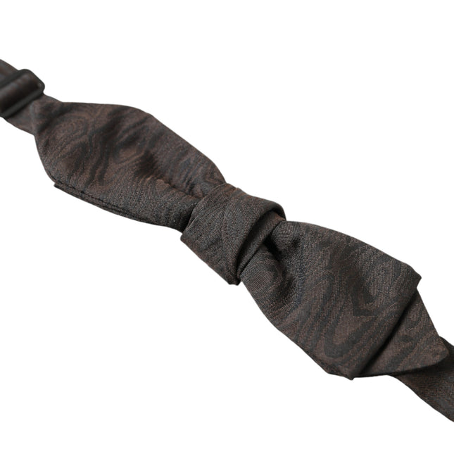 Dolce & Gabbana Brown Polyester Silk Adjustable Neck Men Papillon Bow Tie