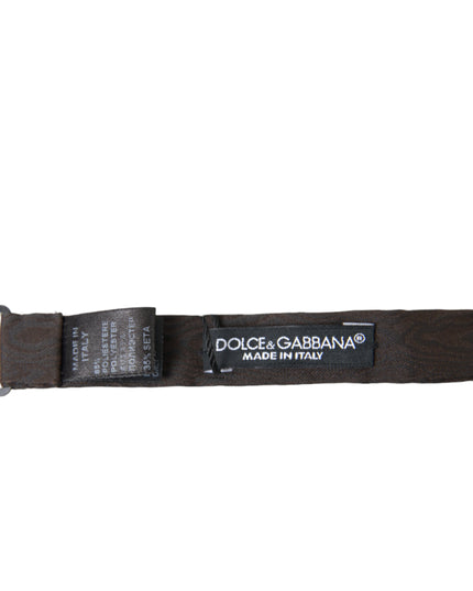 Dolce & Gabbana Brown Polyester Silk Adjustable Neck Men Papillon Bow Tie