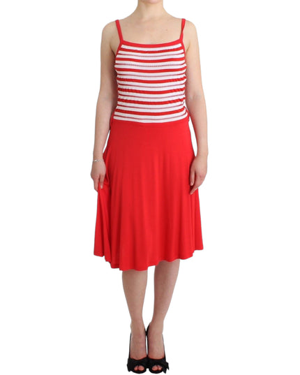 Roccobarocco Red striped jersey A-line dress