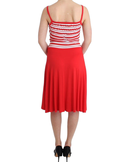 Roccobarocco Red striped jersey A-line dress