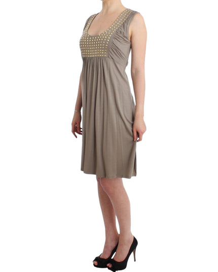 Roccobarocco Khaki studded sheath dress