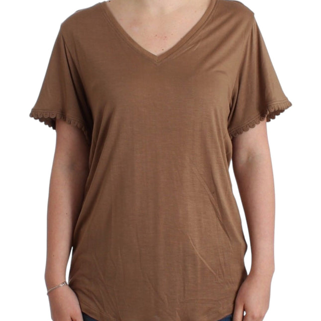 John Galliano Brown shortsleeved top