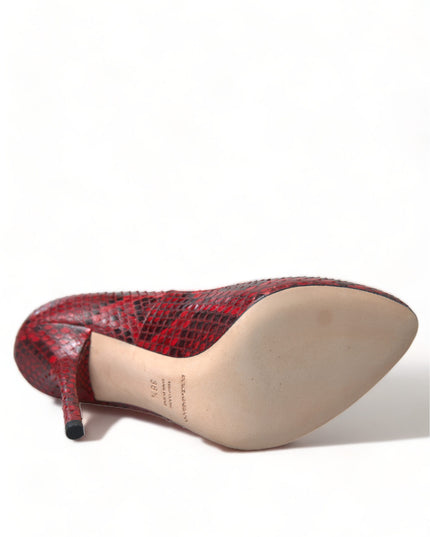 Dolce & Gabbana Red Ayers Leather Lace Socks Pumps Shoes