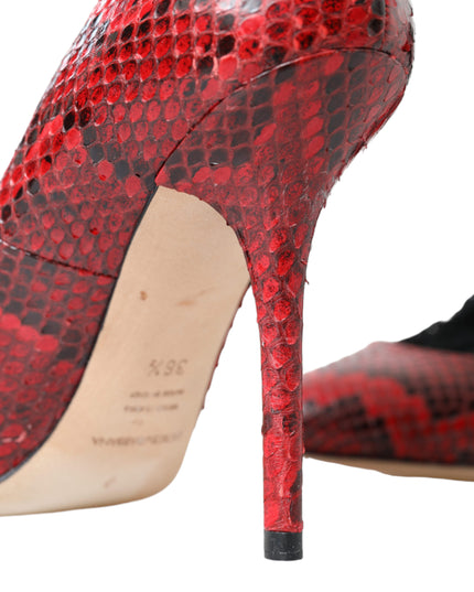 Dolce & Gabbana Red Ayers Leather Lace Socks Pumps Shoes