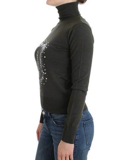 John Galliano Green wool turtleneck sweater