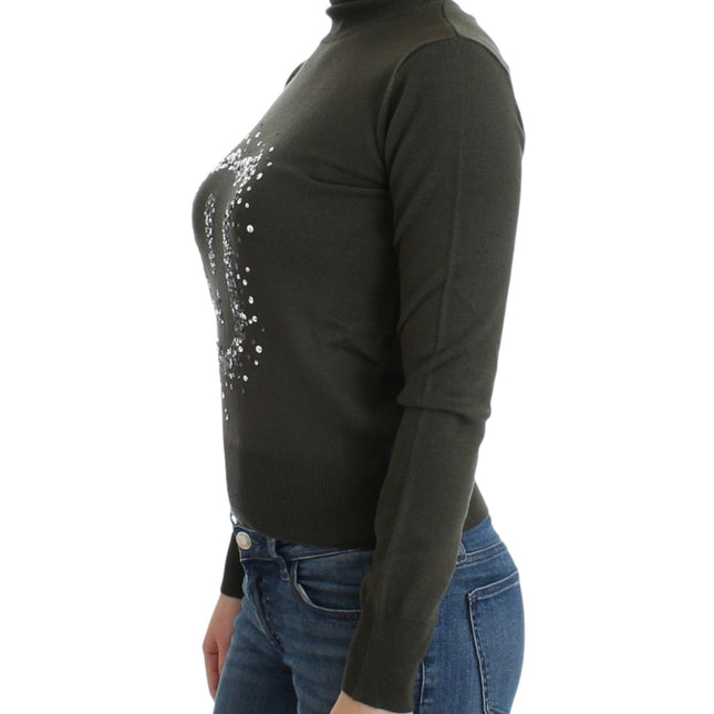 John Galliano Green wool turtleneck sweater