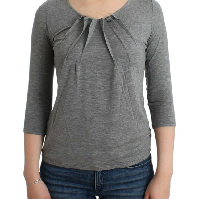 Cavalli Gray 3/4 sleeves jumper top