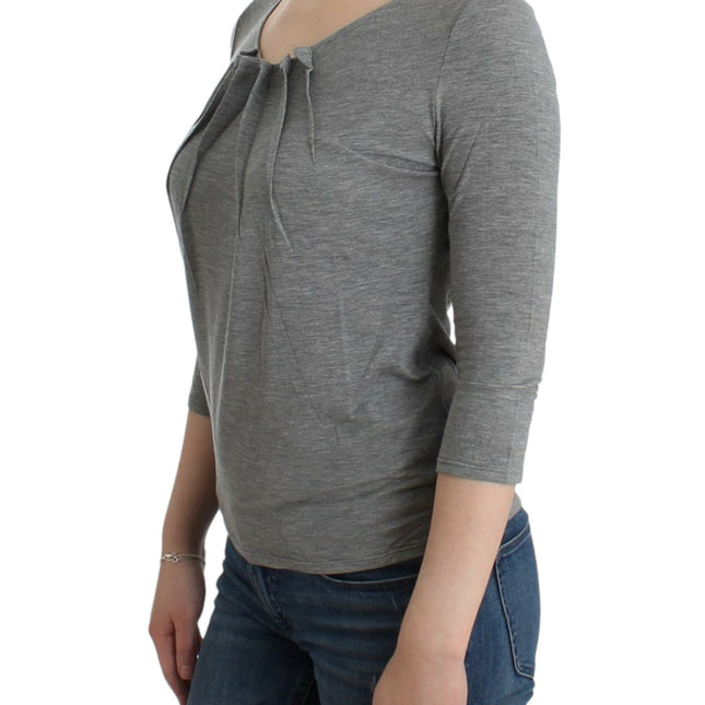 Cavalli Gray 3/4 sleeves jumper top