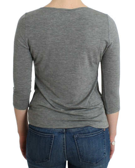 Cavalli Gray 3/4 sleeves jumper top