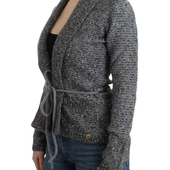 Cavalli Gray wool knitted cardigan