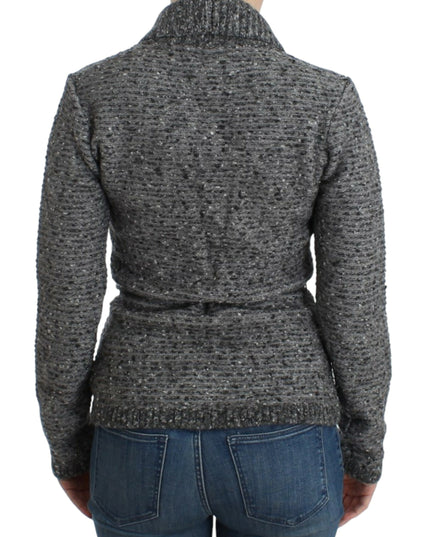 Cavalli Gray wool knitted cardigan