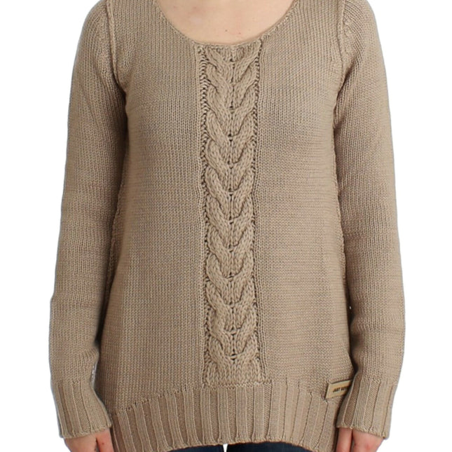 Cavalli Beige knitted wool sweater